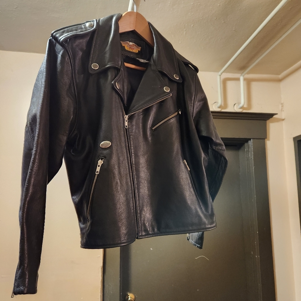 Official Harley Davidson Motorcycles Leather Jacket Ladies XL Black